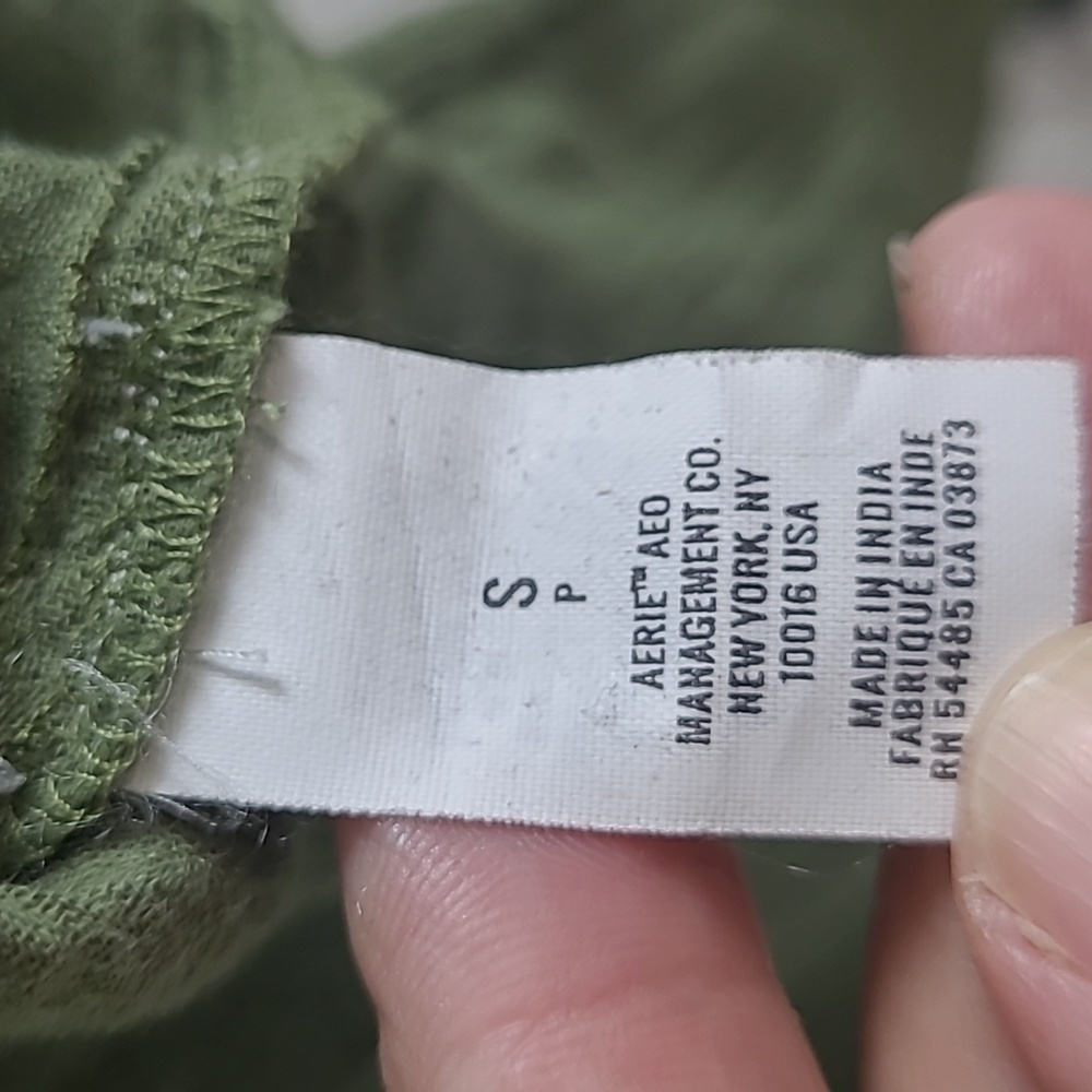 Aerie Olive Green Women's  Earty Light Natural Material Oversized Top S/P - Picture 5 of 5